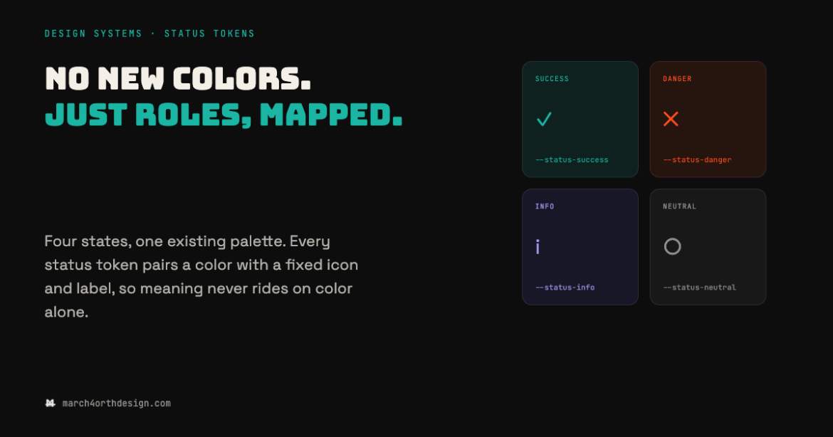 status tokens: no new colors, just roles