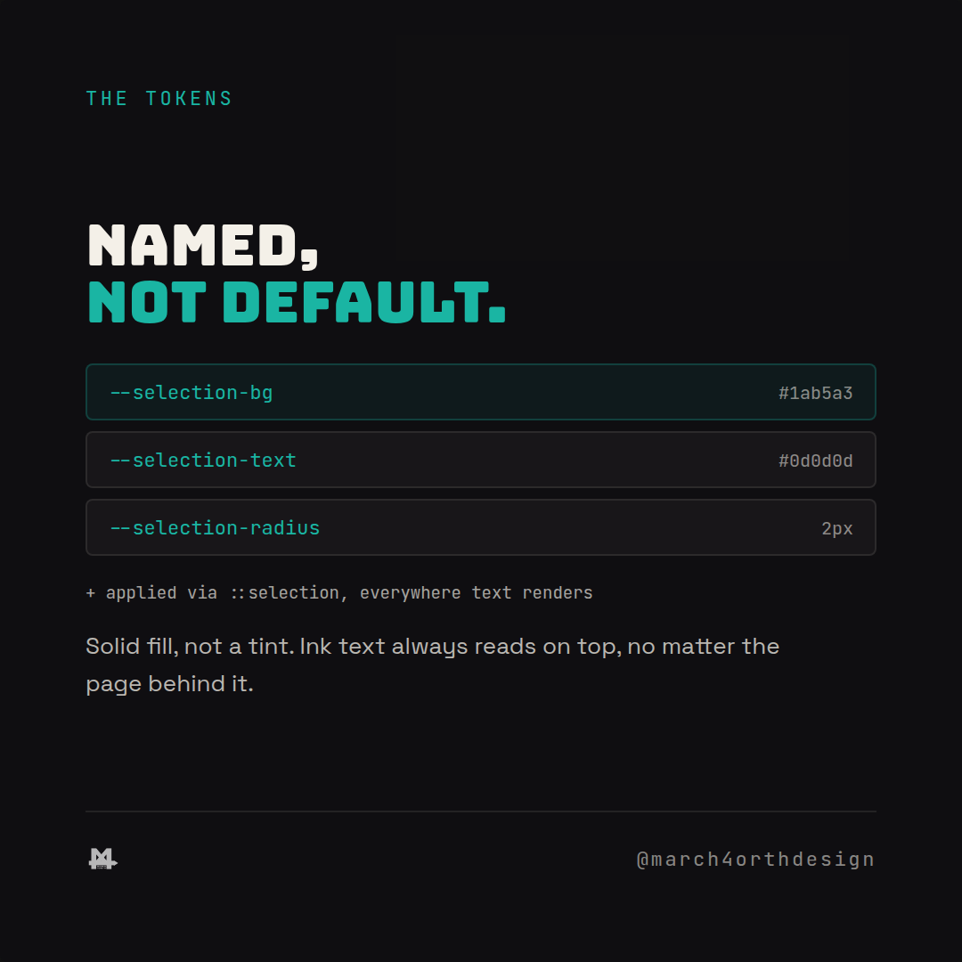 text selection tokens: the color nobody decided — slide 4